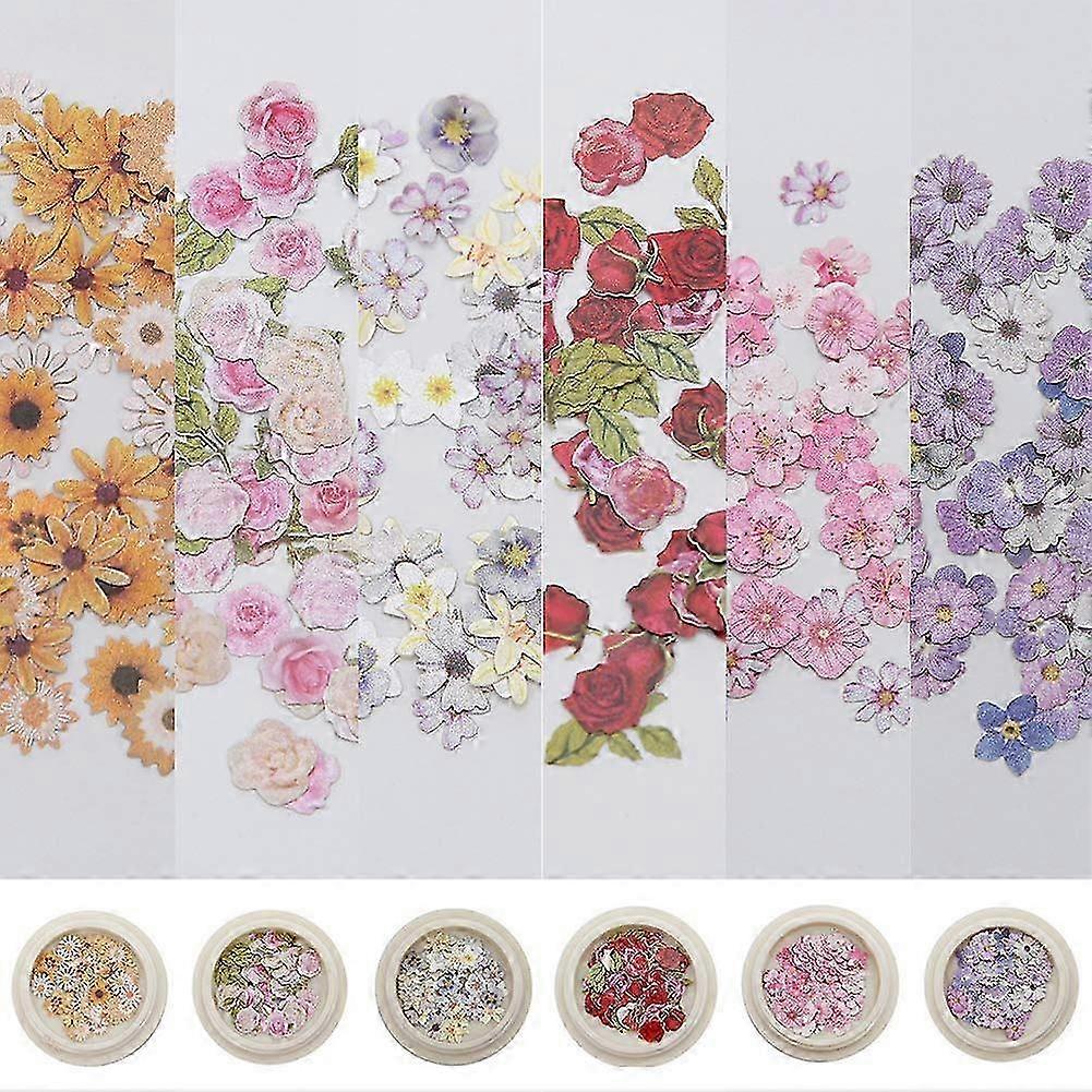 6 Colour 3D Flower Nail Decals