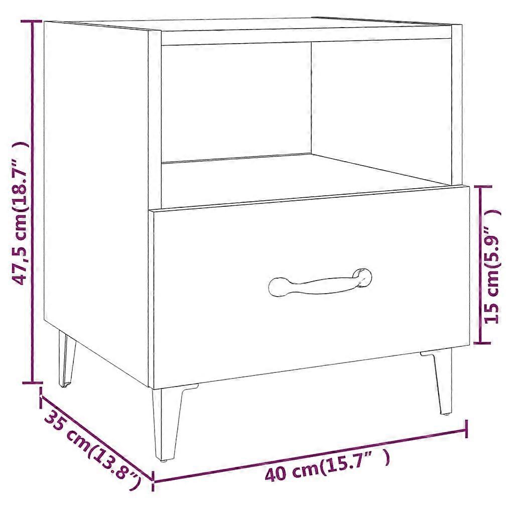 Bedside Cabinets 2 Pcs White Engineered Wood Bedside Tables
