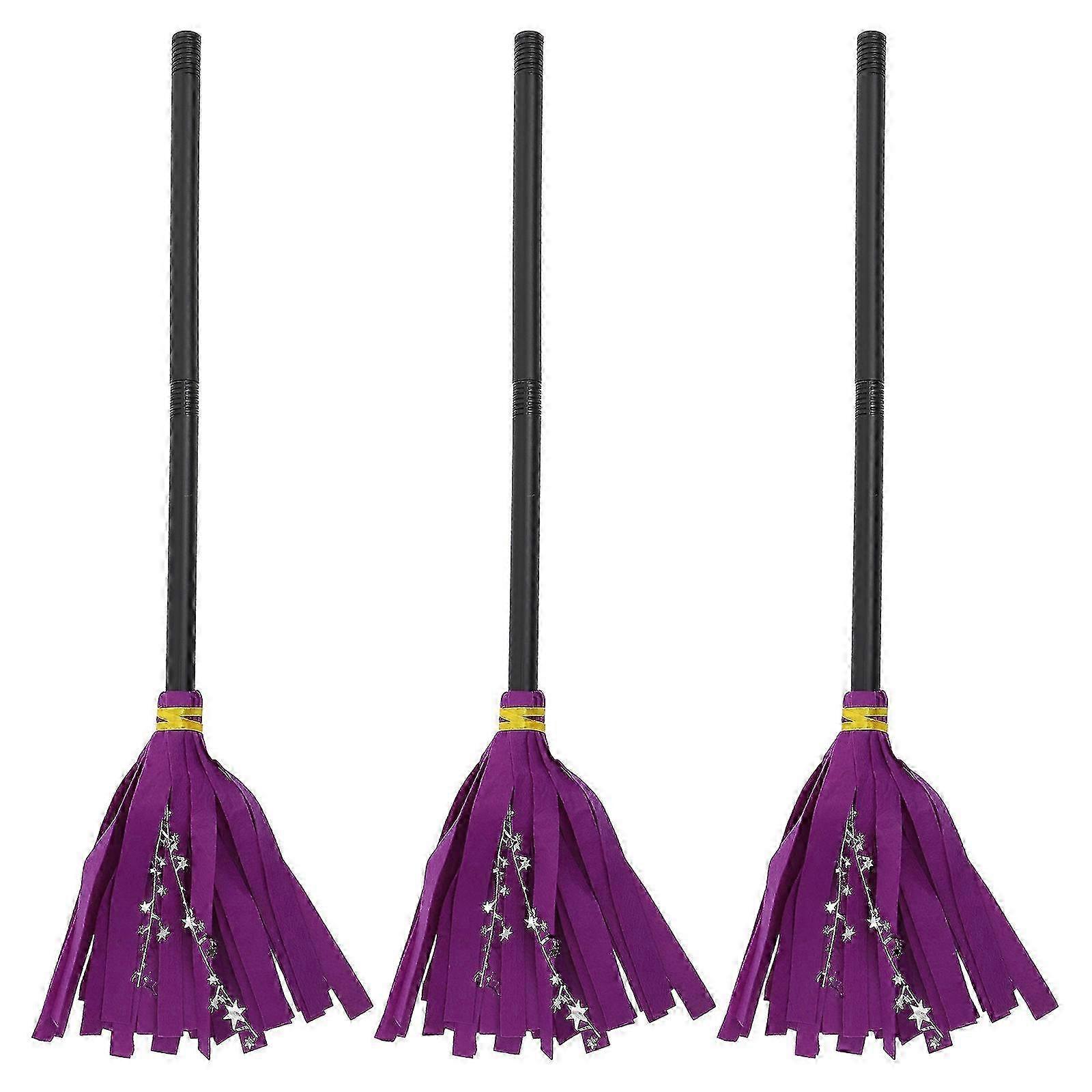 Halloween Plastic Witch Broomstick 3Pcs Decor Set