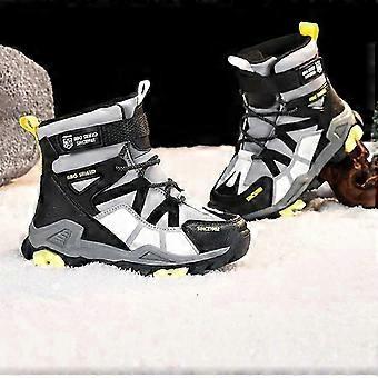 Warme Fleece-Schneestiefel mit hohem Schaft, rutschfester Klettverschluss – Winterschuhe