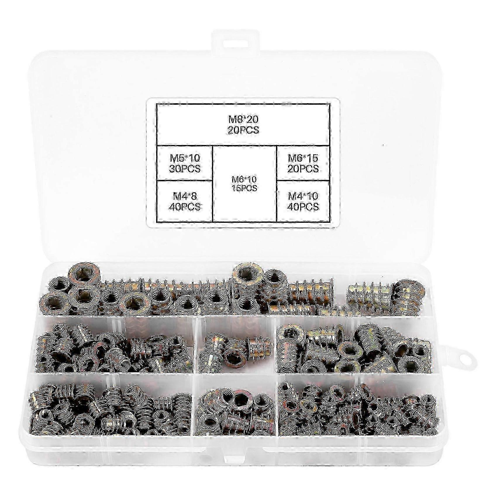 Threaded Inserts Nuts, Wood Insert Assortment Tool Kit, (165 Pcs)-Good xt919