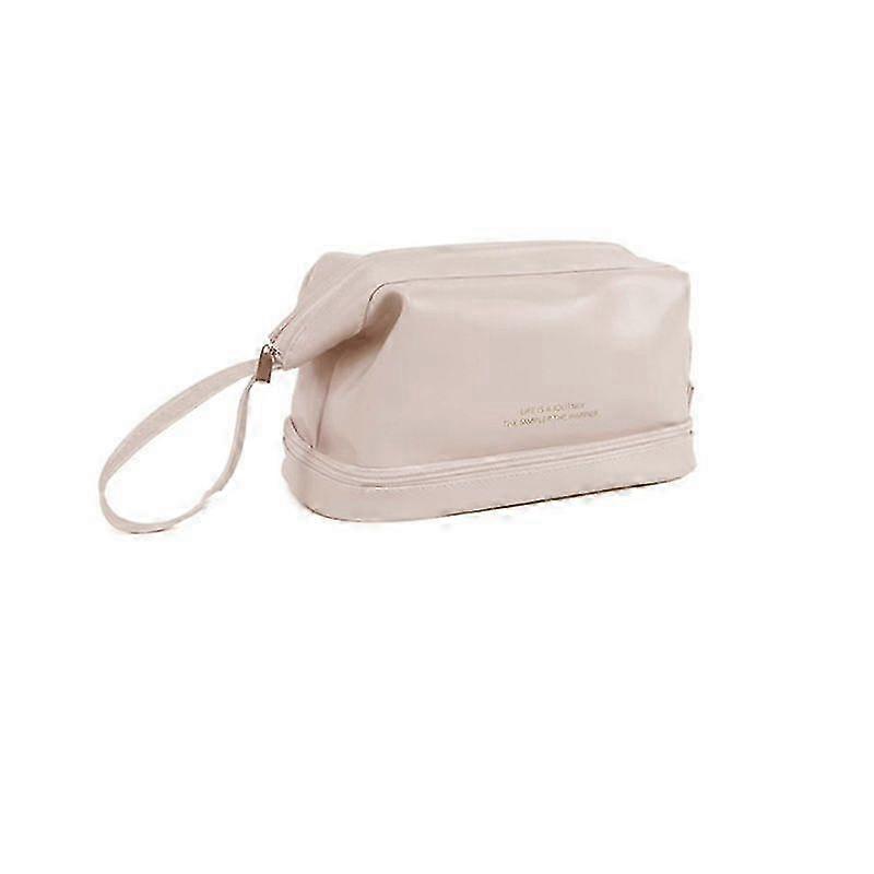 Double-Layer Leather Makeup Bag