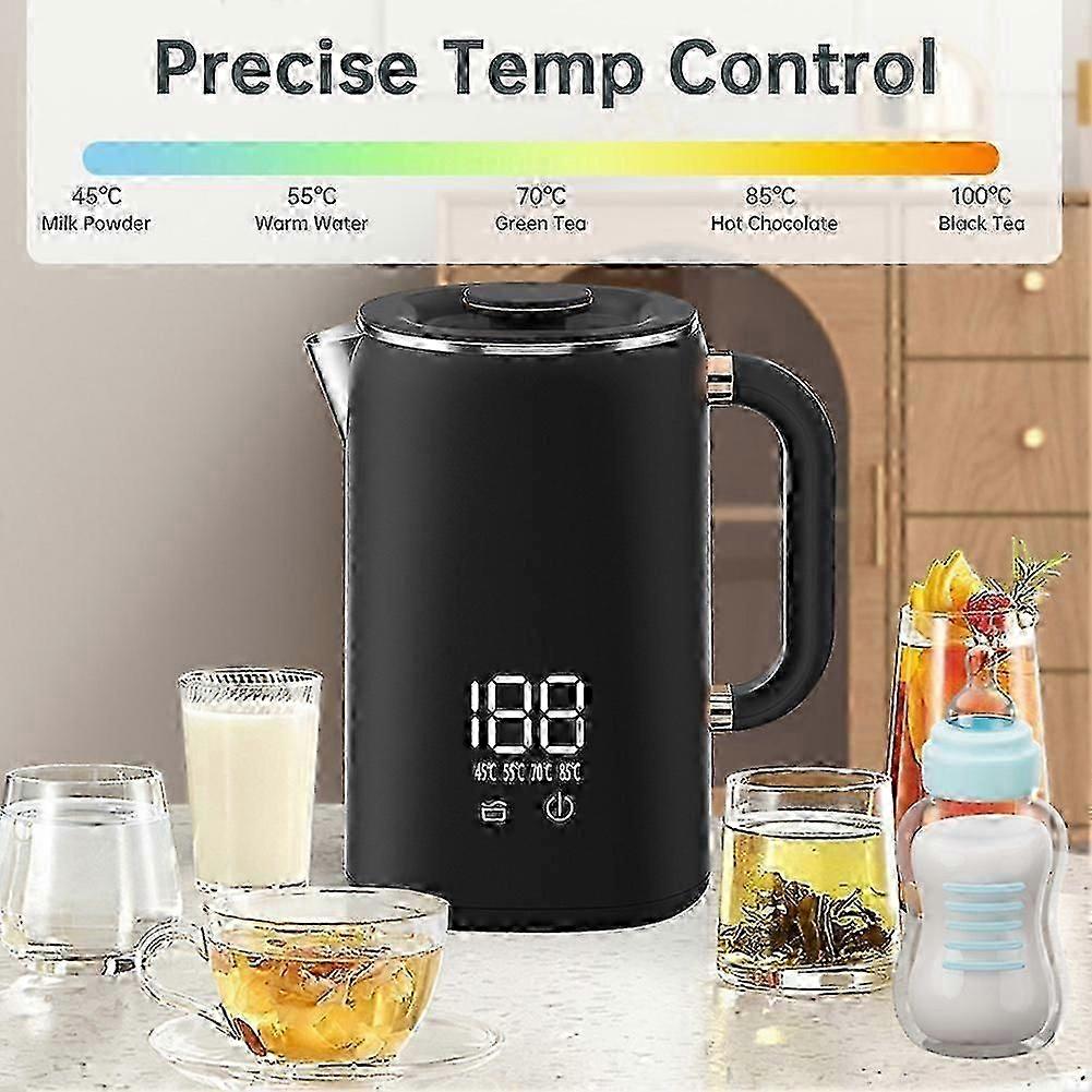 hard Electric Kettle Suitable compatible with Making Tea and Coffee.Digital Display Temperature Control DoubleLayer Insulation Kettle(US)