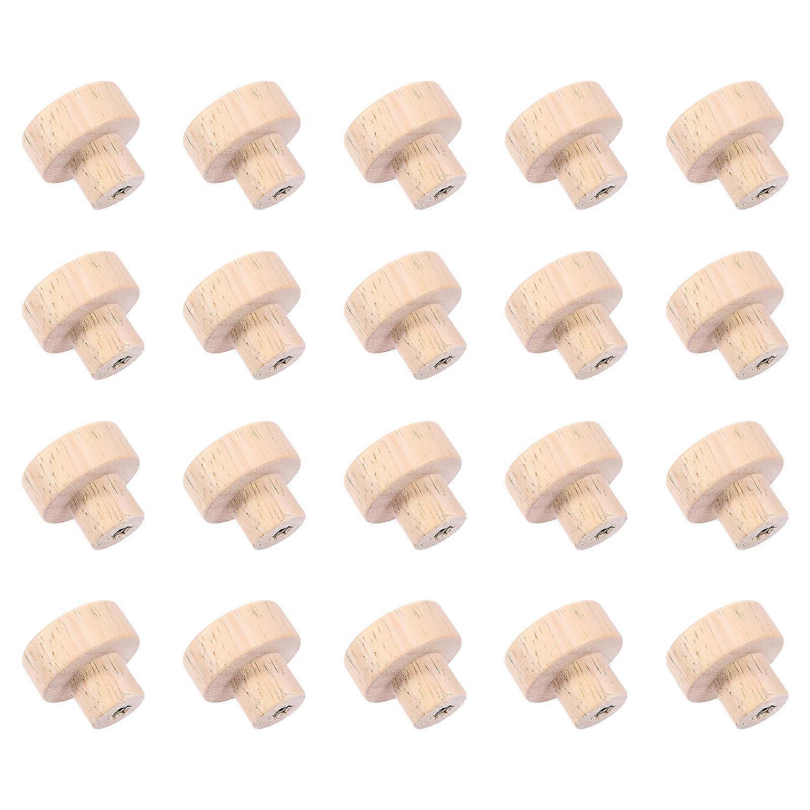 Beige Round Head Wooden Drawer Knobs Handles for Drawer Using 20Pcs