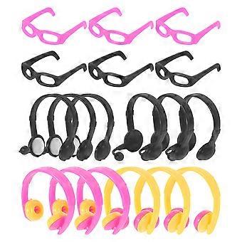 Adorable Mini Doll Headsets with Glasses for 18Pcs Dress Up Doll Props