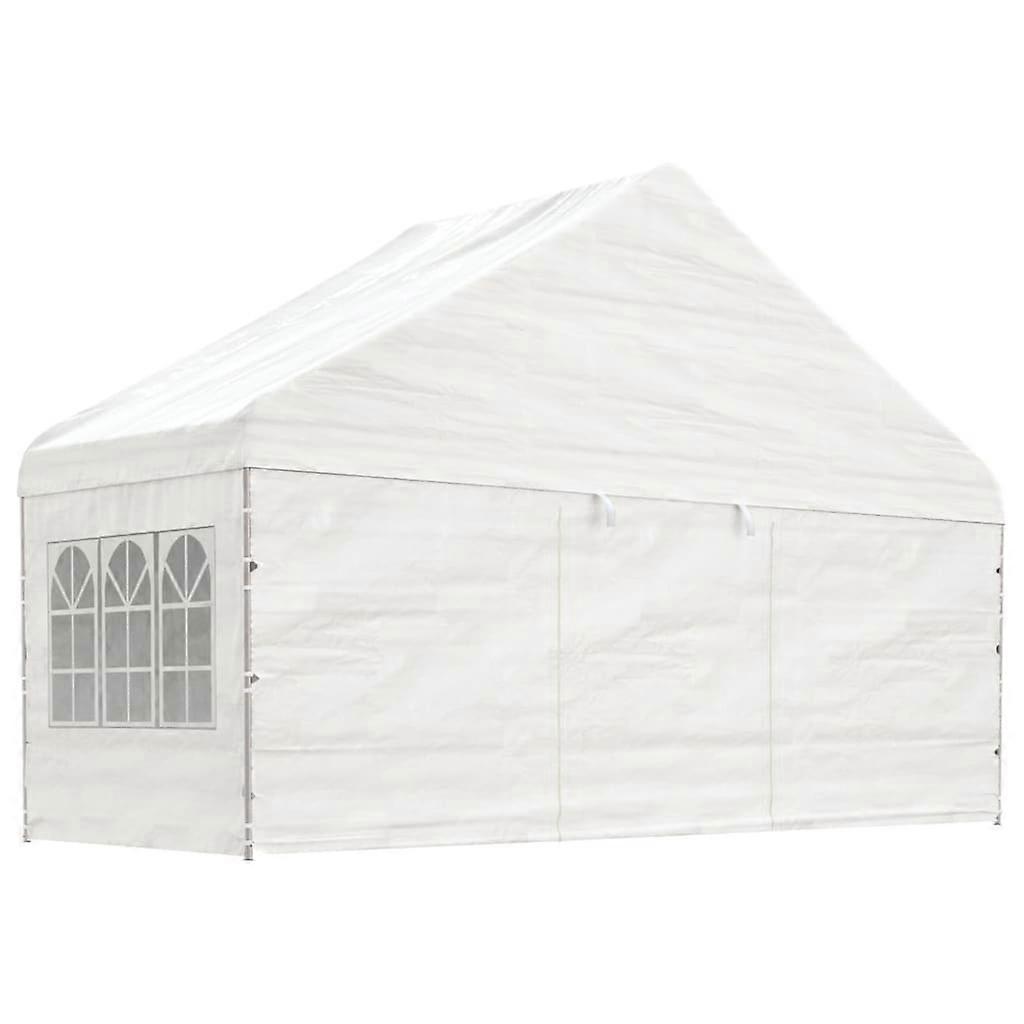 vidaXL Prieel met dak 5,88x2,23x3,75 m polyetheen wit