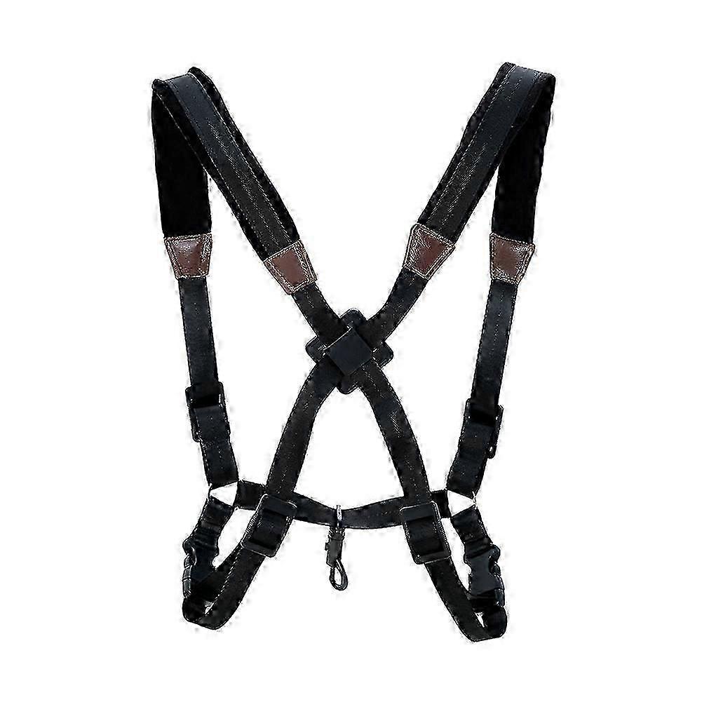 Saxophone Strap Double Shoulder Leather with Adjustable Padded Harness
