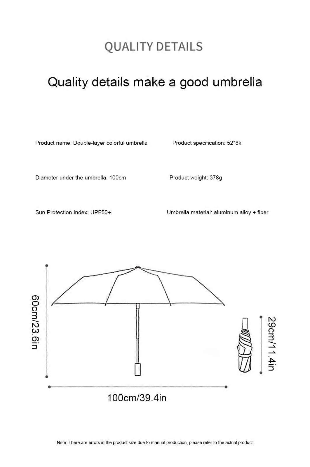 Windproof Compact Travel Umbrella with Double Layer Canopy and UV Protection Flower Pattern (E)