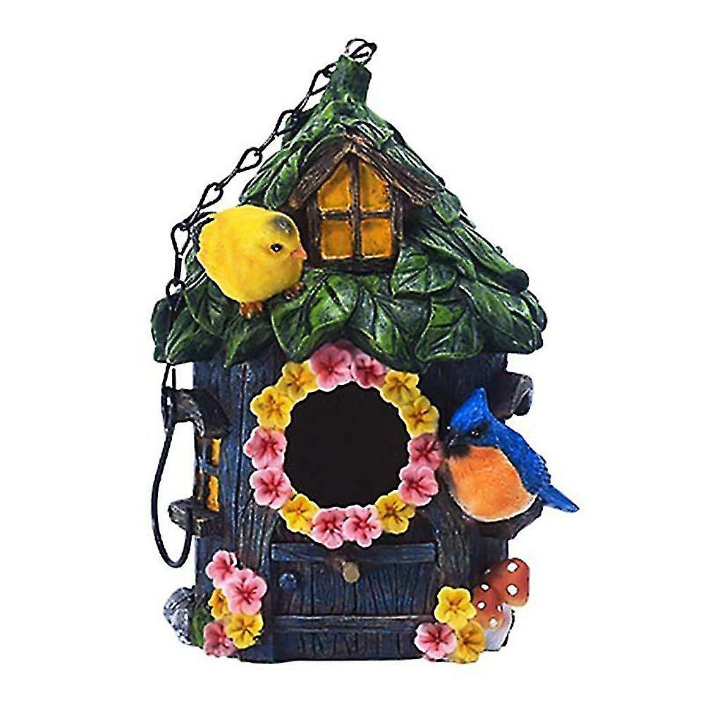 Resin Bird House Outdoor Hanging Hand-painted Birdhouse Bird Nest Yard Garden Decor