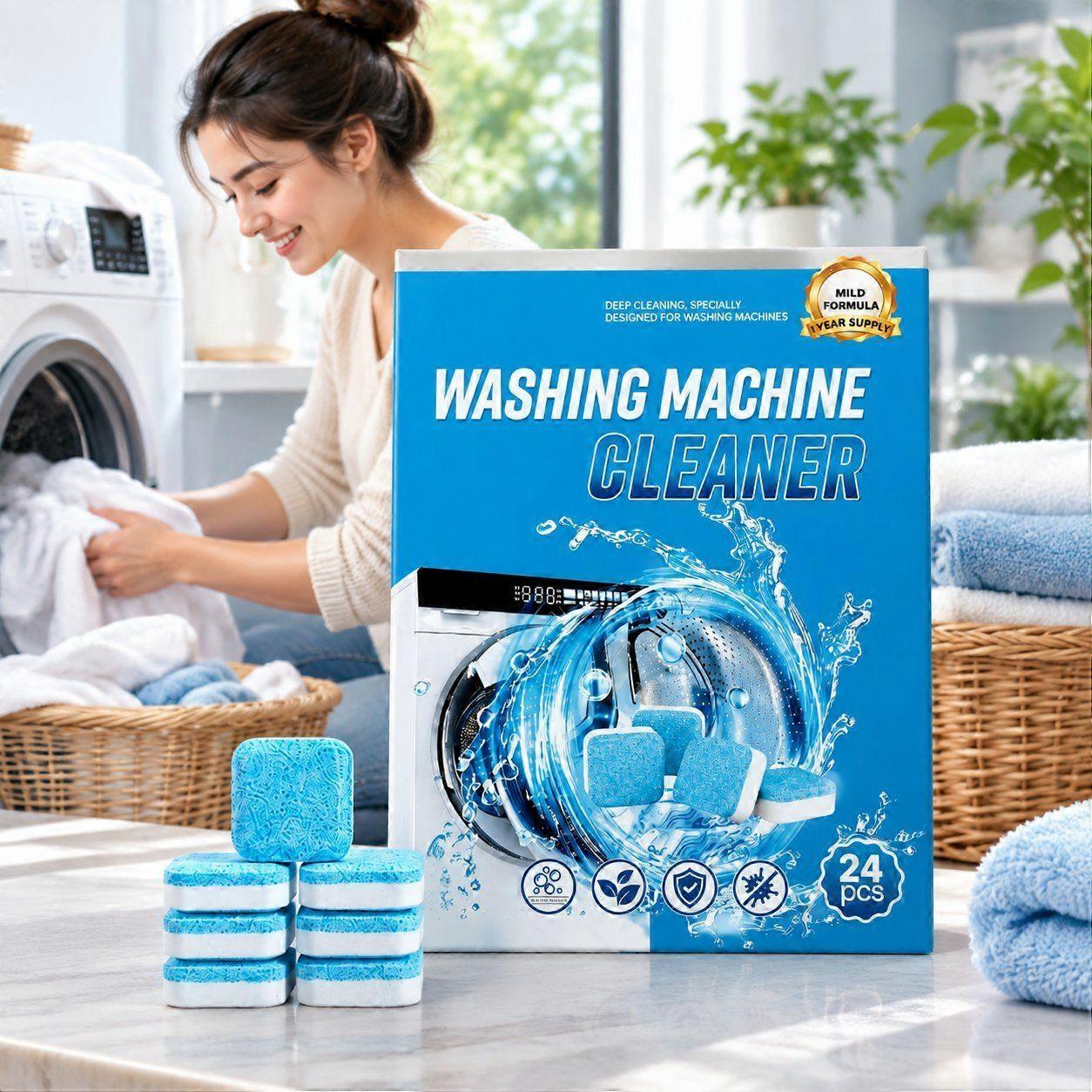 Washing Machine Cleaner Effervescent Tablets 24 Pack Household Gentle Stain Remover Solid Cleaning Tablets