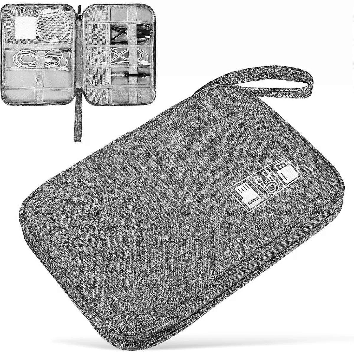 2 Pcs Cable Organiser Bags for Electronics, Polyester Travel Storage