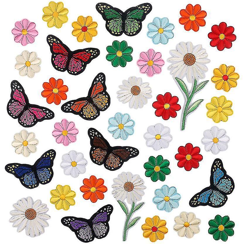 36pcs Appliques de fleurs Patchs Repassage Patch brodé Couleur mélangée