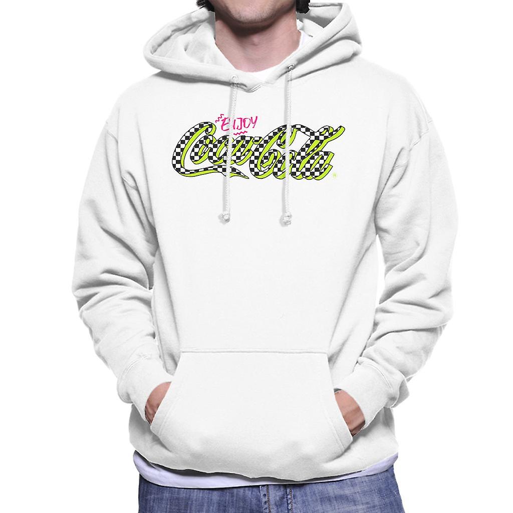 Coca Cola Retro Checkboard Logo Men's Hooded Sweatshirt