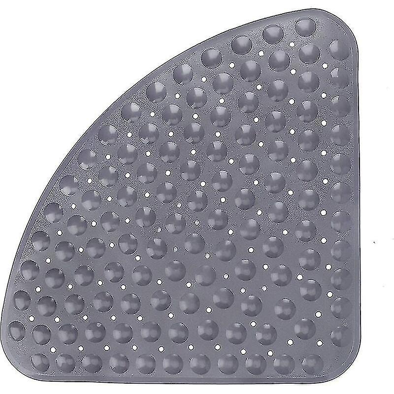 Bathtub Non-slip Shower Mat With Drain Hole For Shower Or Bath, Pvc Triangle Bath Mat 54 X 54 Cm, Gray