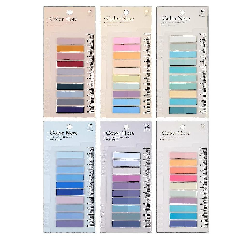 1200 Pcs Sticky Tabs, Repositionable File Tabs Colored Writable Rectangle Bookmarks With Ruler For