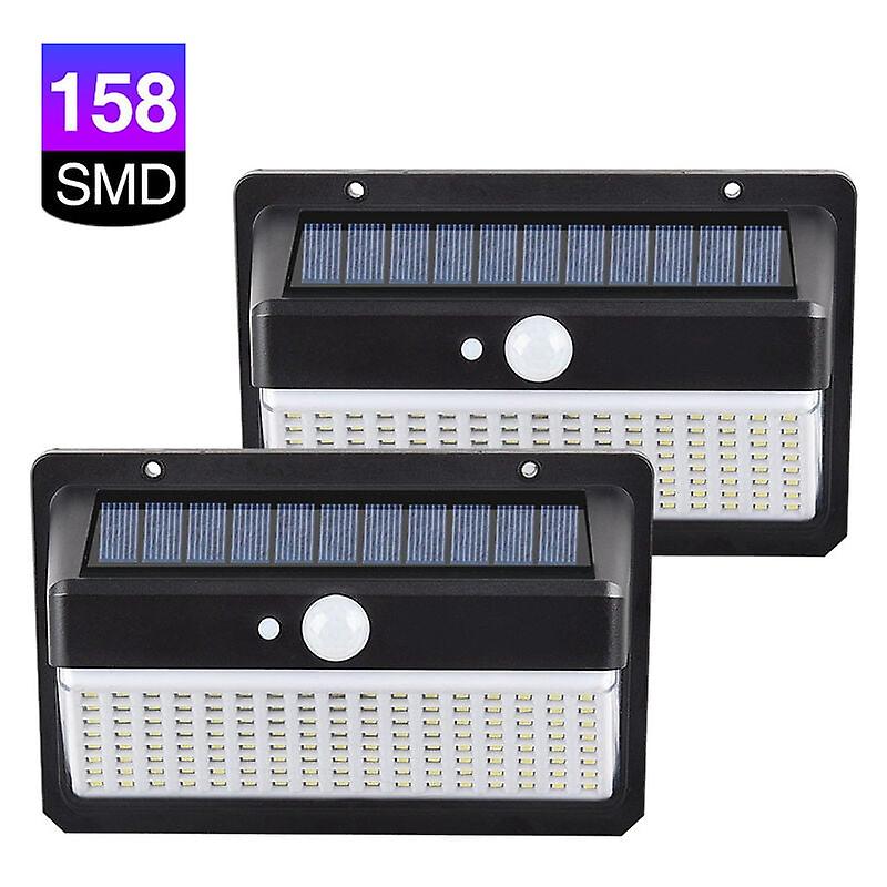 2pcs 158 LED Solar Light Outdoor 270° Angle Motion Sensor Security Light