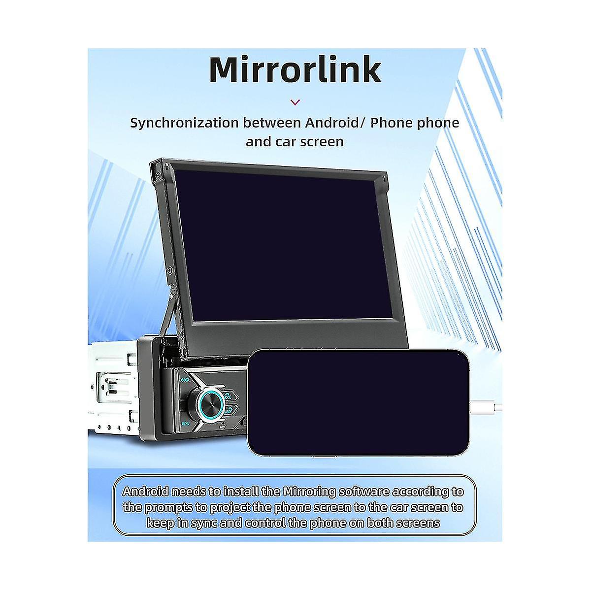 1din 7inch auto schermo retrattile Wireless Carplay Android Auto Auto Radio portatile Dente Mp5 Fm L'host 9611w