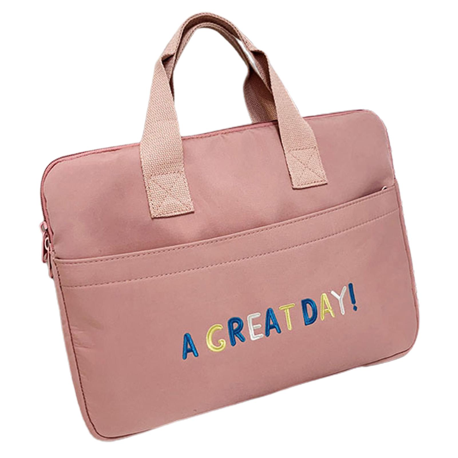 Laptop Handbag Letter Embroidery Large Capacity Portable Shockproof Waterproof Notebook Computer Briefcase Sleeve Case Office Use