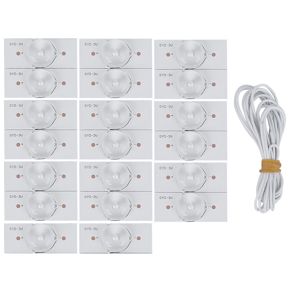 Perles de lampe CMS 3 V avec panneau en fibre de verre, lentilles concaves et filtres pour réparation de téléviseurs LED, 20 pièces