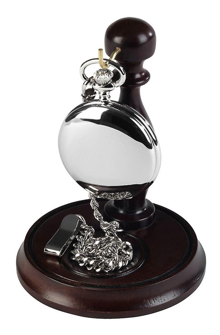 Burleigh Full Hunter Pocket Watch with Stand - Silver