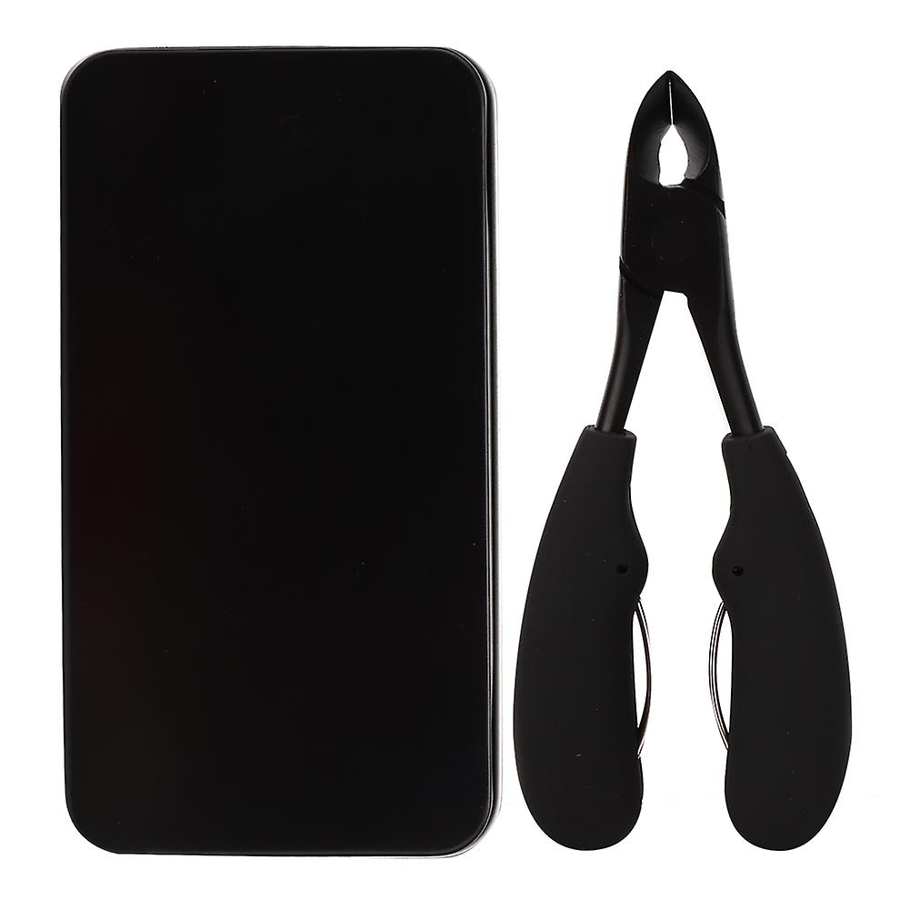 Κοφτερές λεπίδες για πεντικιούρ ποιότητας κομμωτηρίου, διπλός ψαλιδωτός νυχοκόπτης λαβής λαβής λαστιχένιας λαβής ελατηρίου για τους άνδρες Παχιά νύχια που μεγαλώνουν Εσωτερική θεραπεία Μαύρο