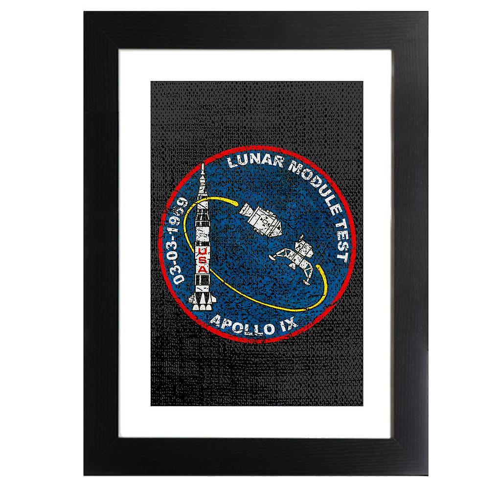 NASA Apollo 9 Mission Badge Distressed Framed Print