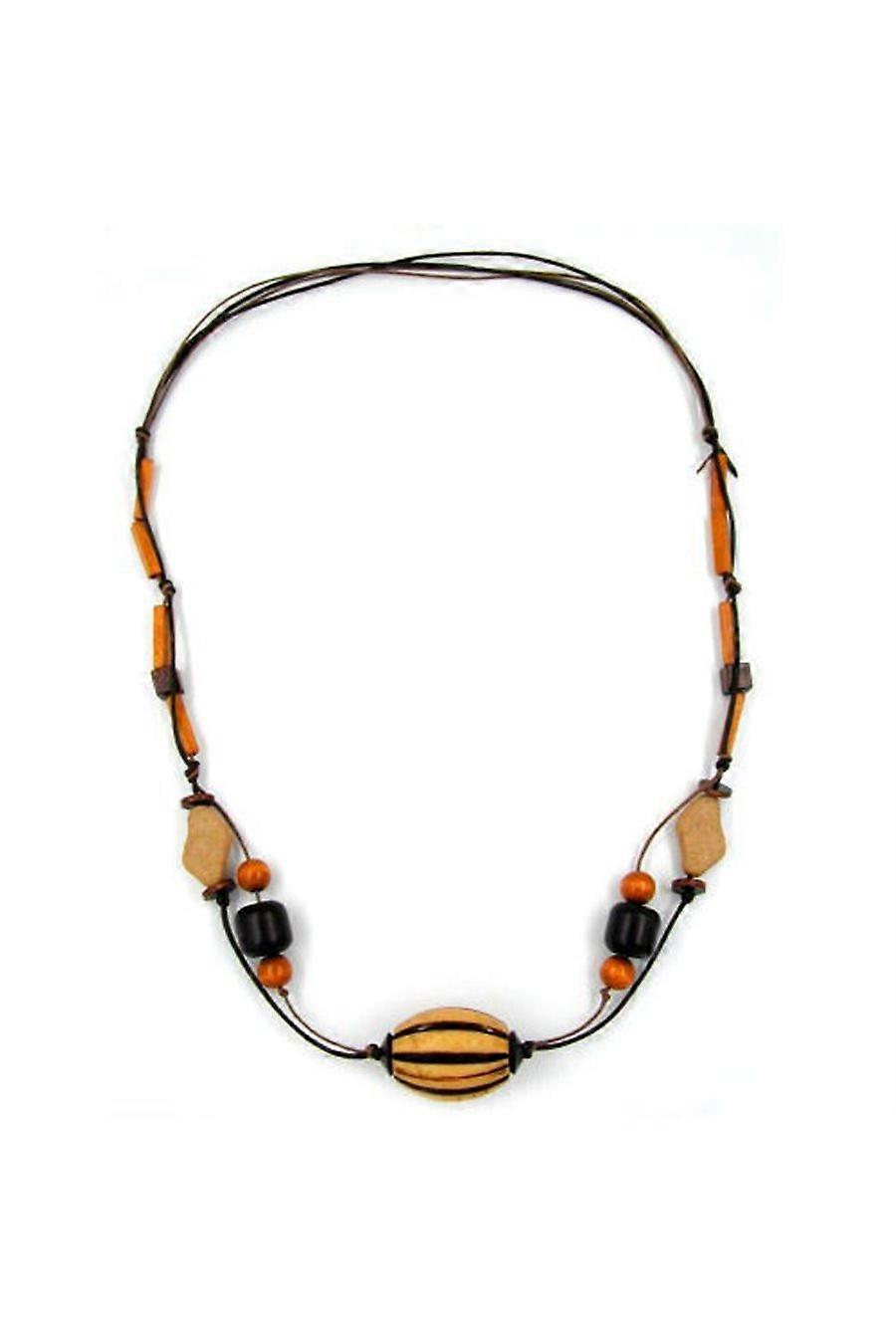 Necklace Large Beads Brown 110cm - Gl04443