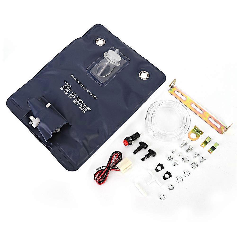 12V Universal Windscreen Washer Bottle With Bottle Bag Kit Fit for Classic Car 151286776374