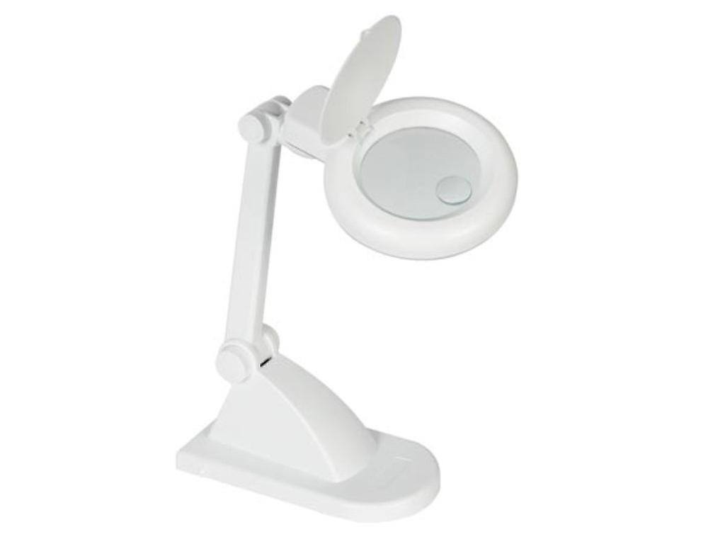 Schreibtischlampe mit Lupe 3 + 12 Dioptrien - 12W - Weiß