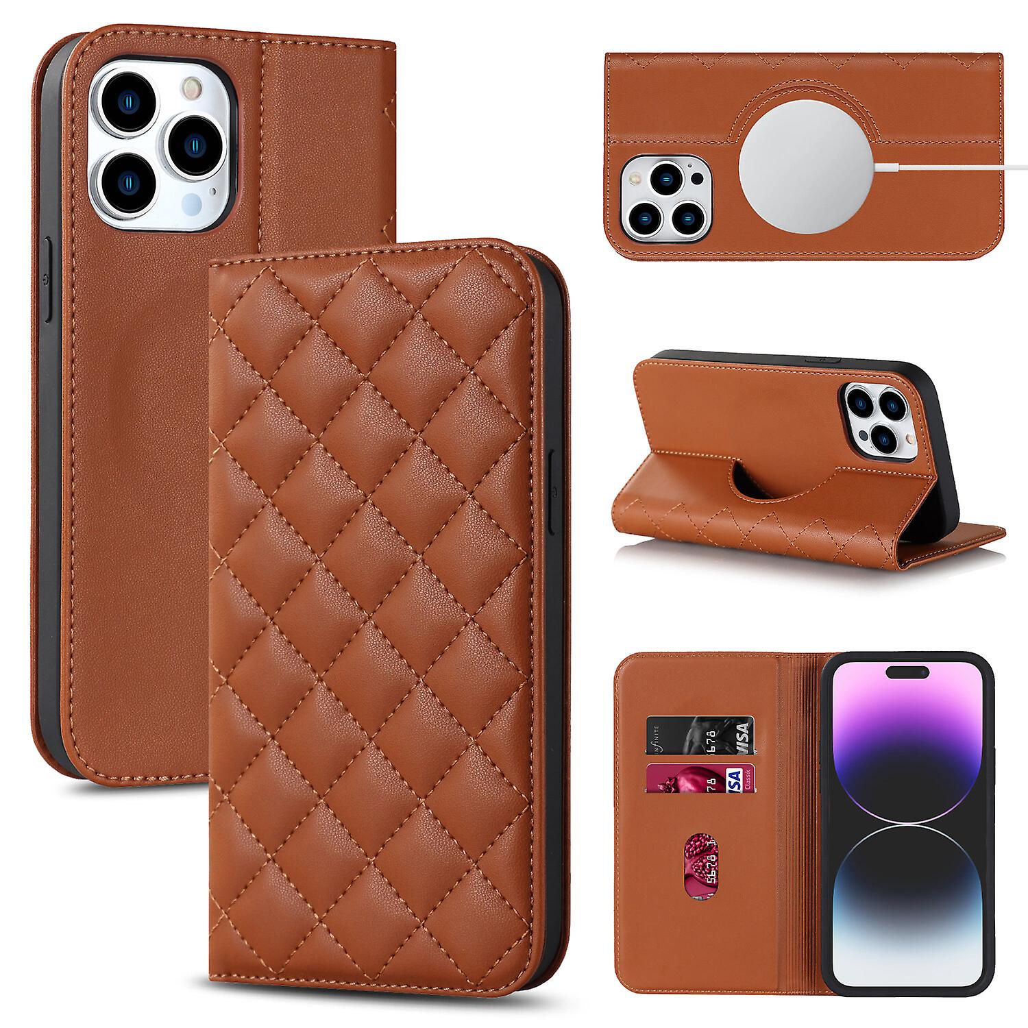 For iPhone 14 Pro Max Case Leather Wallet Flip Phone Case with Magsafe