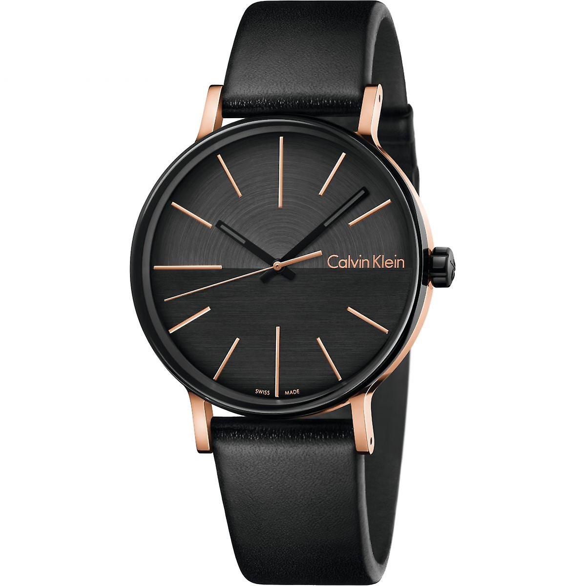 Calvin Klein K7y21tcz Boost Rose Gold Dial Men's Leather Watch