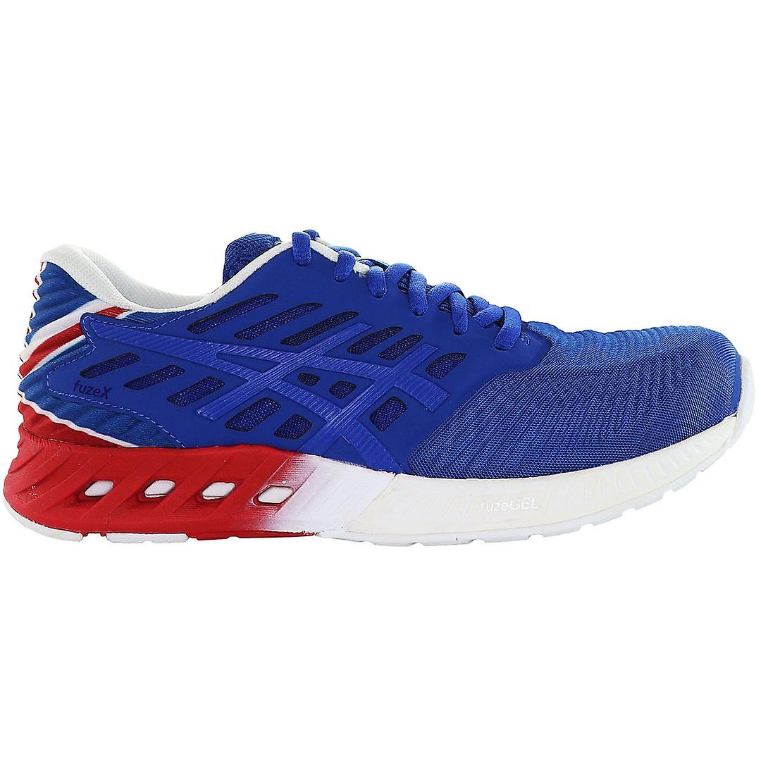 Asics 亚瑟士 FuzeX Country Pack 蓝红色合成男士系带运动鞋 T6K0N 4223