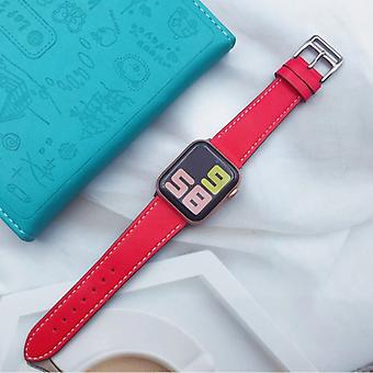 Stuff Certified® Leather Strap for iWatch 40mm - Bracelet Wristband Durable Leather Watchband Stainless Steel Clasp Red