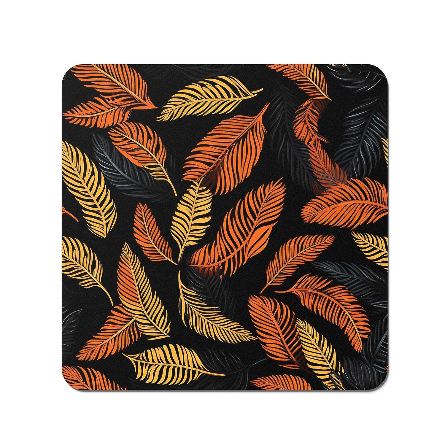 Orange Feather Leaves Coasters
