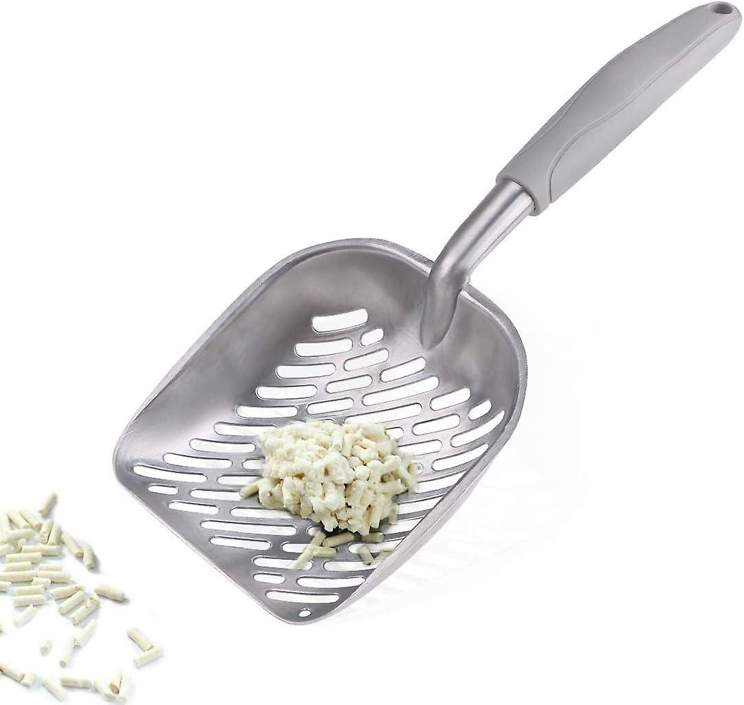 Metal Cat Litter Scoop with Long Handle - Gray