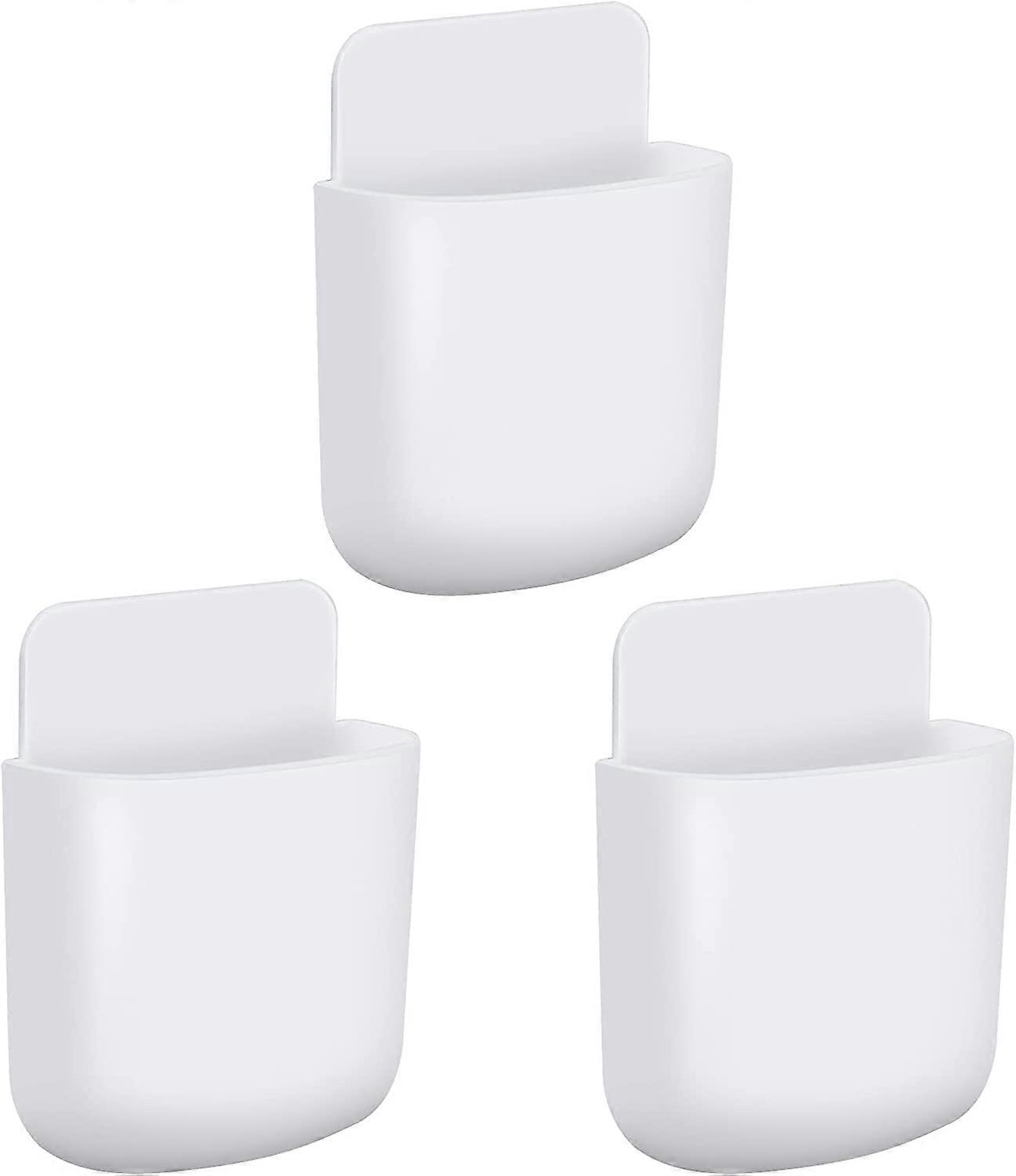 Wall Mounted Remote Control Holder, 3Pcs Wall Mounted Storage Boxes White 11.5*9cm