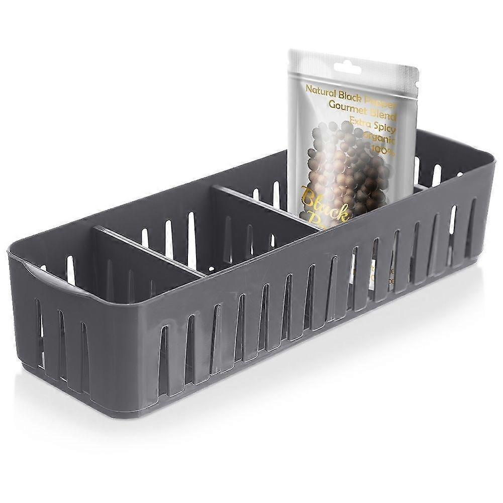 Storage container for spice bags in grey plastic