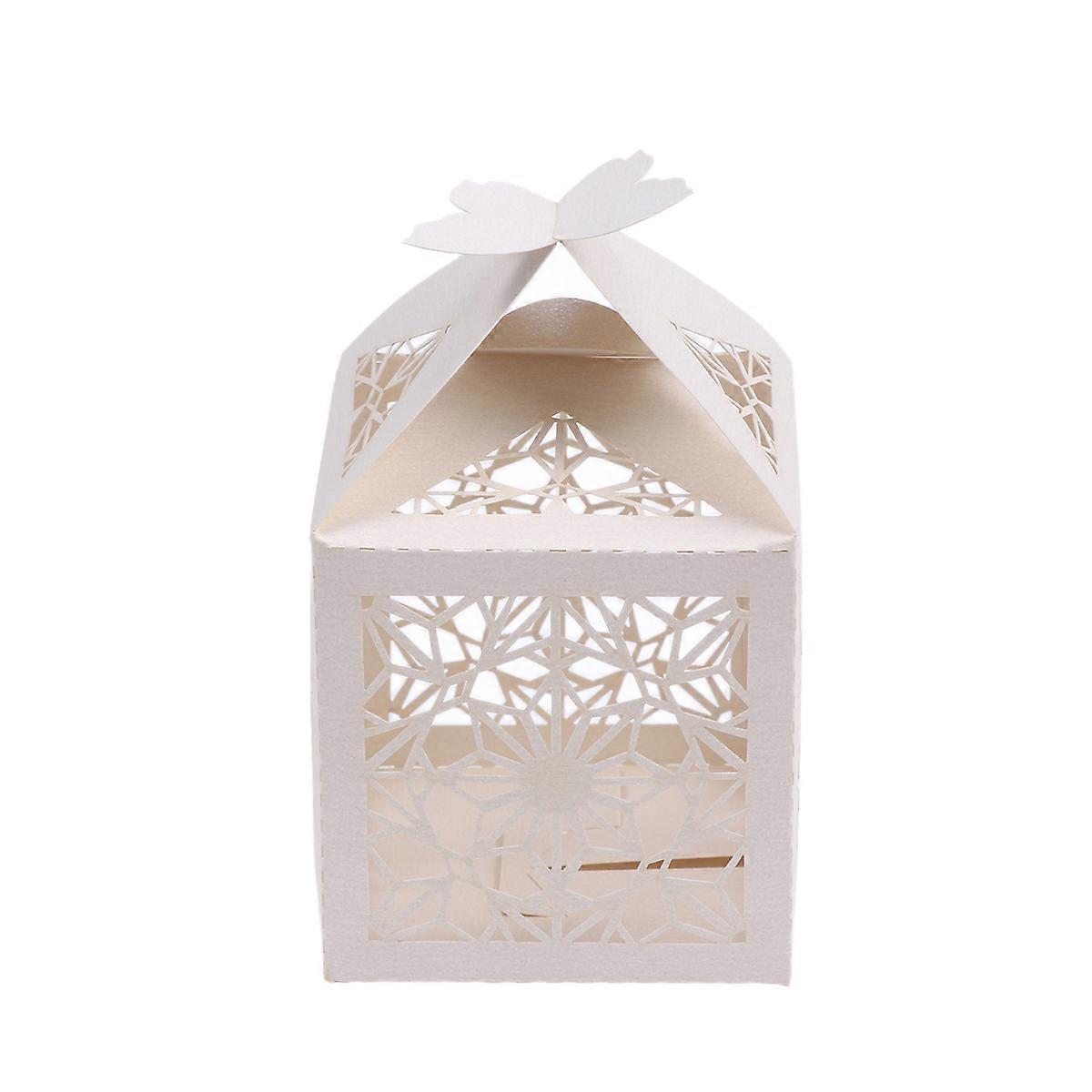 50 قطعة من صناديق هدايا الزفاف المجوفة المصنوعة من الورق المقوى للهدايا والحلوى (بيج)