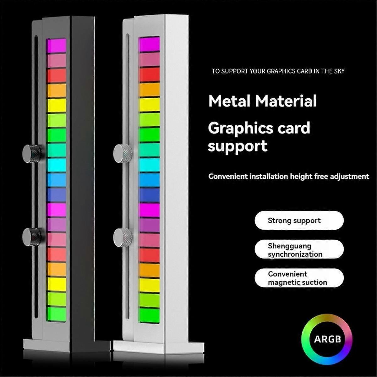 5V 3Pin ARGB Sync Graphic Card Support Stand Adjustable Vertical GPU Bracket Holder Magnetic GPU Support Bracket Silver