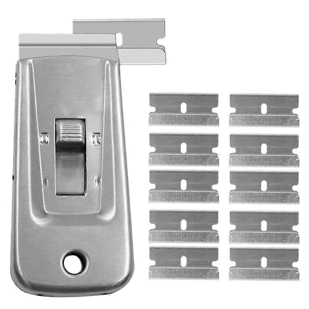 Multi-purpose Razor Scraper Set Steel Single Edge Razor Blade Scraper Window Clean Paint Tool With 10 Blades