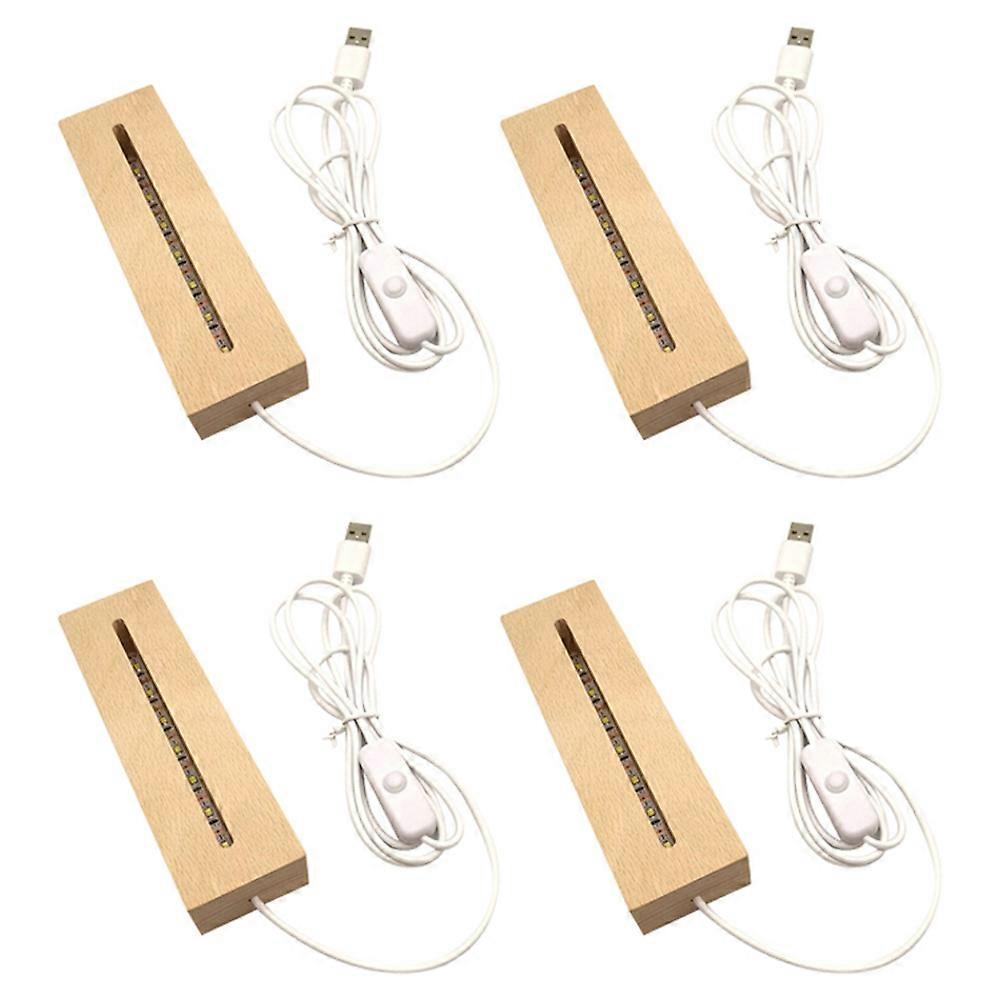 Base de lumière rectangulaire en bois, support de lampe de piédestal de base d’affichage à LED en bois pour acrylique, cristal, nig
