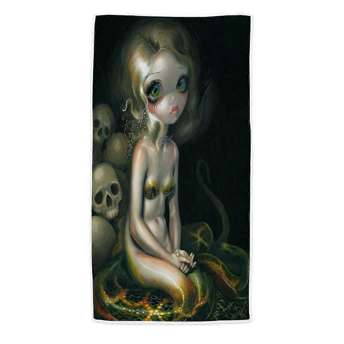 Dark Mythological Art Lamia and Skulls Microfiber Beach Towel