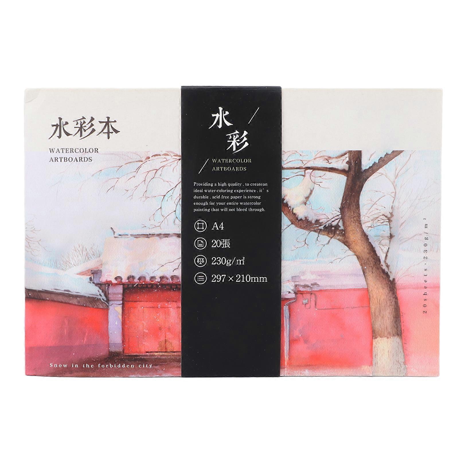 Watercolor Paper Block A4 Thickened 20 Sheets Dry Wet Available Portable Watercolor Book for Artists Kids Beginners