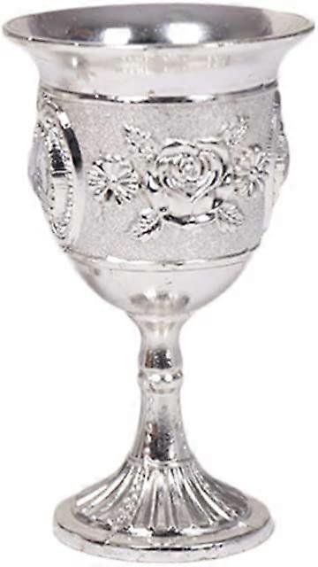 Wine Goblet Gem Inlay Alloy Goblet Wine Cup Liquor for Home Party Bar Random Flower Silver