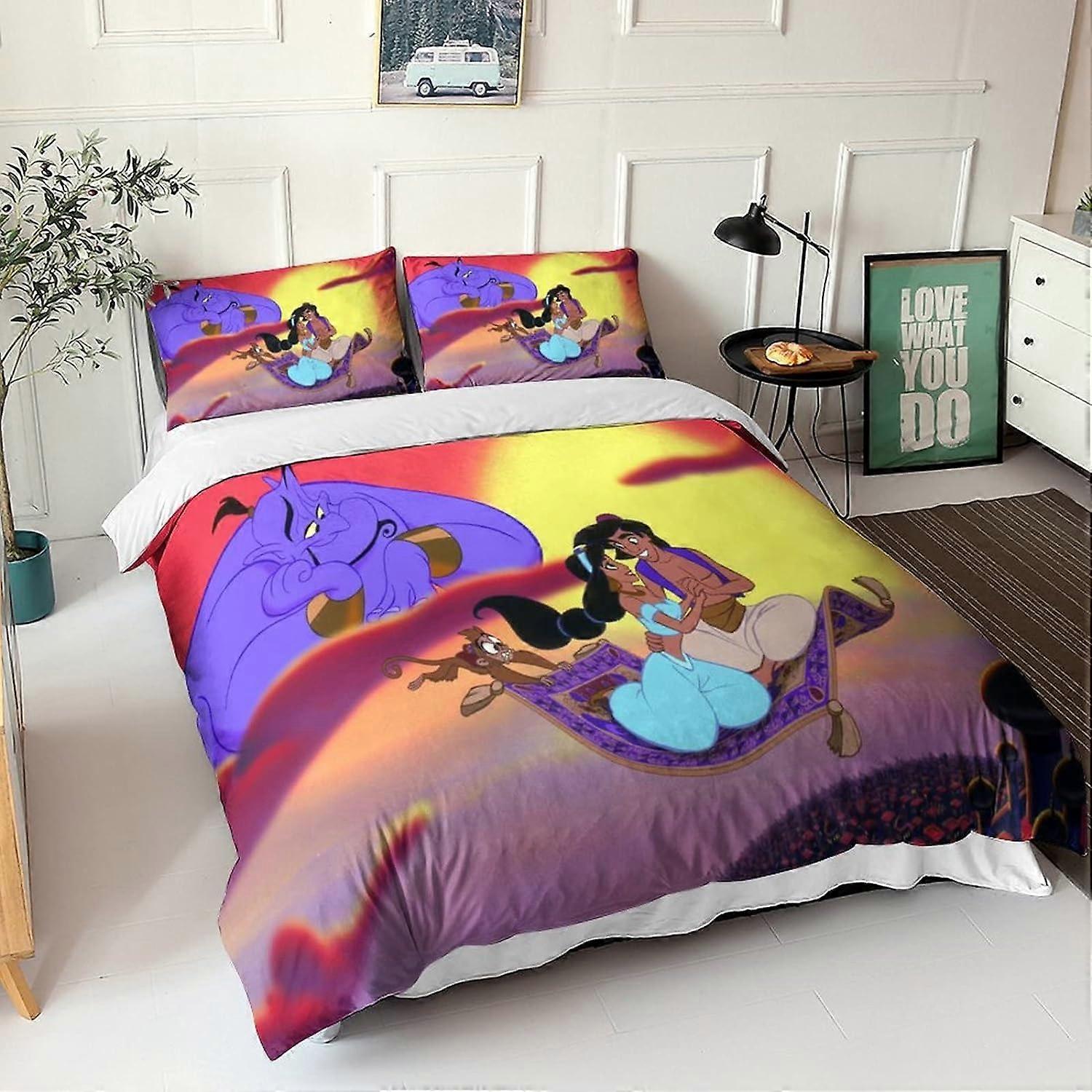 Aladdin Sängkläder Set för vuxna Påslakan Påslakan i mikrofiber Sängkläder med örngott Dubbla påslakan x 135*200 CM