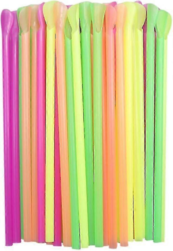 100 قطعة قش سلوشي ، قش واسع ملعقة قش مغرفة للعصائر سلوشيز مخاريط ثلجية مخاريط ثلجية عصير ميلك شيك