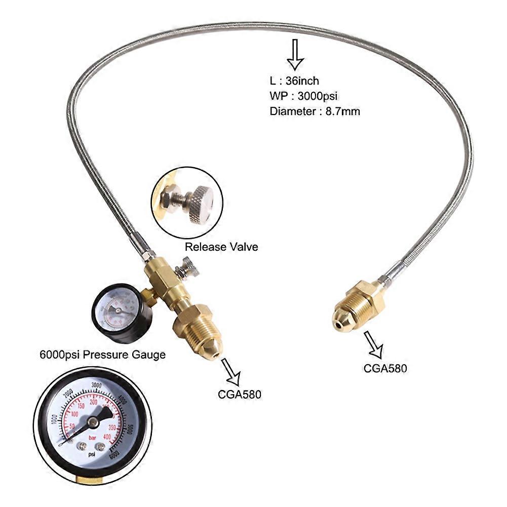 Refill Station Transfer Adaptor Hose for BS 341 No. 3 (UK) Cylinder Bottle,Helium or CO2 Transfill