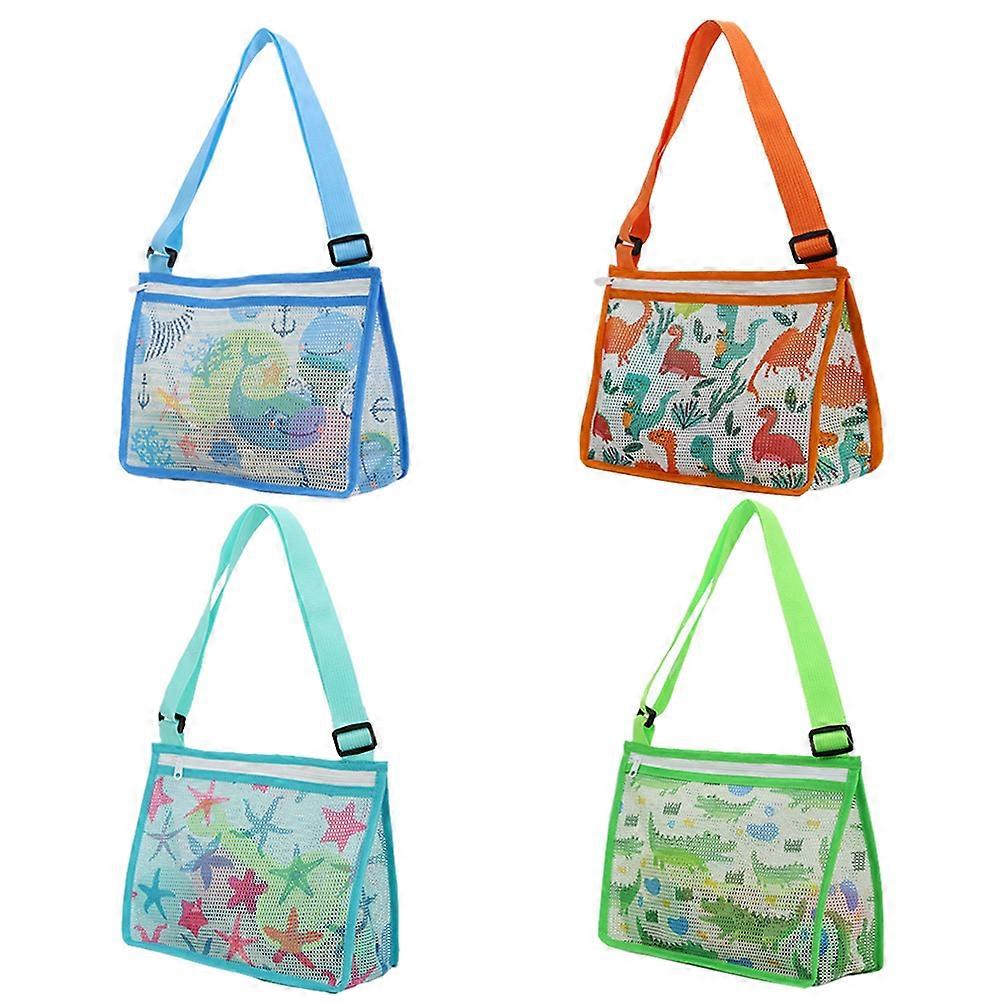 子供用ビーチメッシュバッグキッズ屋外ネット収納バッグ調節可能なストラップ付きおもちゃ用キッズサンドクロスボディバッグ