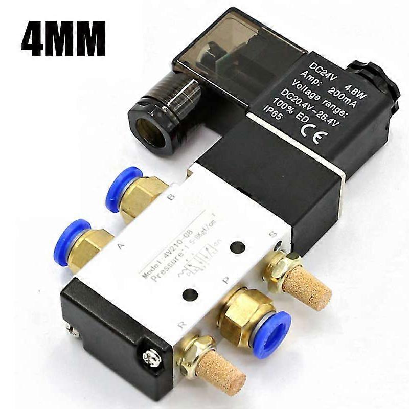 صمام الملف اللولبي الكهربائي الهوائي 5 طريقة 2 موقف التحكم في الهواء الغاز المغناطيسي صمام 12V 24V 220V لفائف فولت 4mm-12mm تركيبات خرطوم