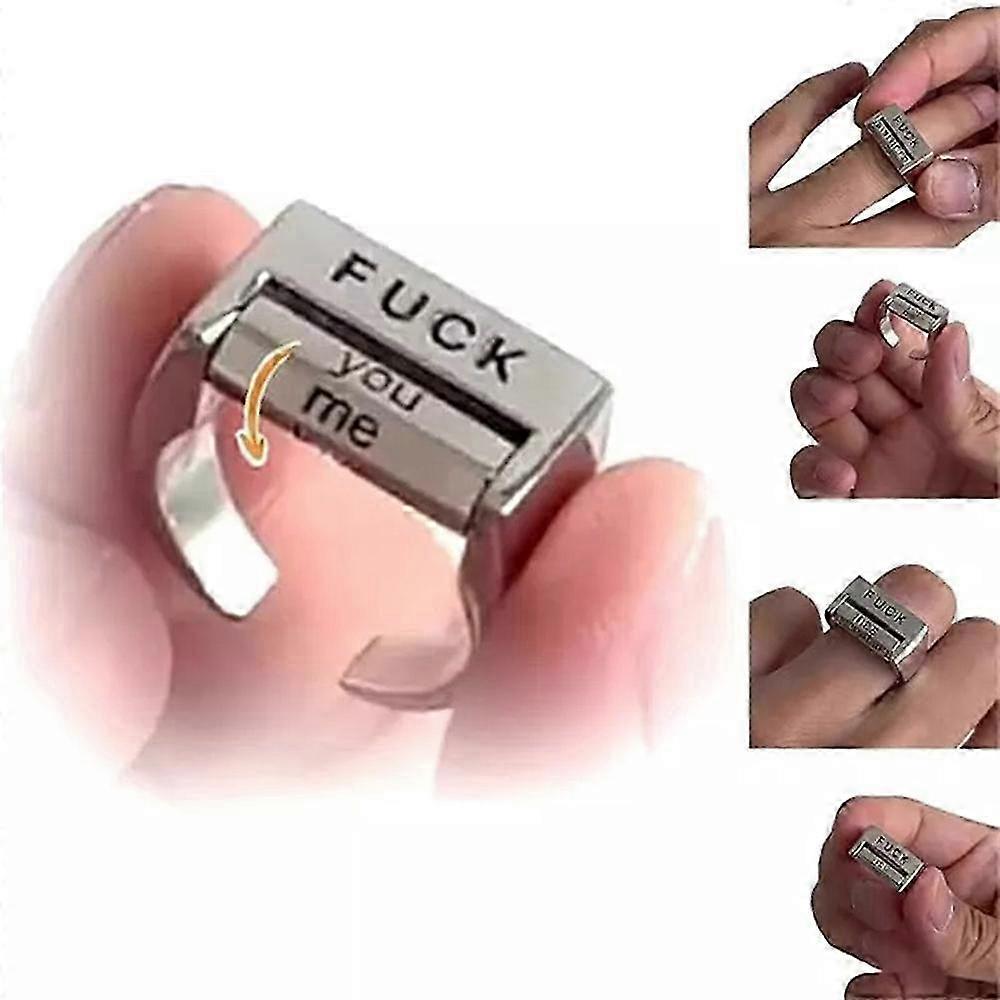 Creative Rotatable Mood Control Ring, Fu*k You Fu*k Everything Square Ring